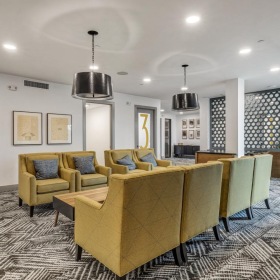 Access to resident-only features a room with a couch and chairs